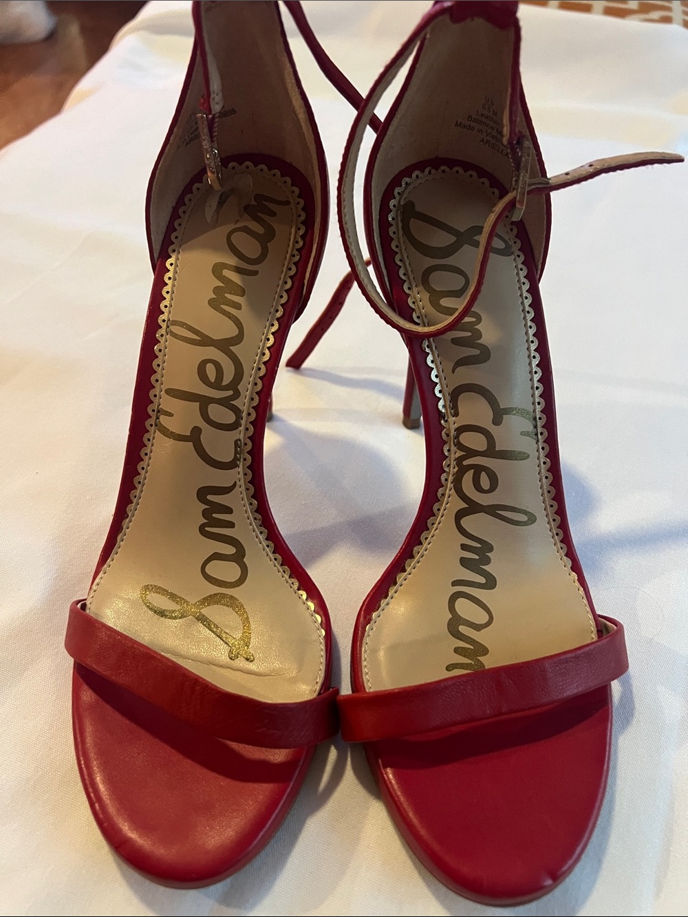 Sam Edelman Red Open-Toe Ankle-Strap Heels